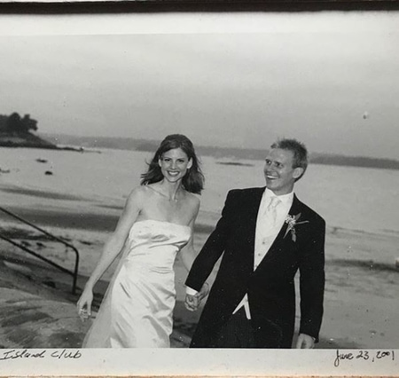 Sarah Rafferty and Santtu Seppala at their wedding day at Island Club. The old photo is posted by Sarah on her Instagram