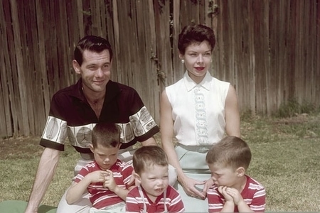 Johnny Carson with his former wife Jody Wolcott and three sons