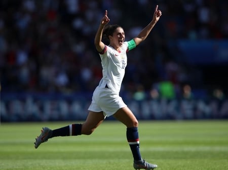 Carli Lloyd celebrating her goal for the National Women's Soccer Team
