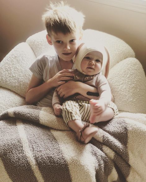 Luca Cruz Comrie with his younger half-sister, Banks Violet Bair