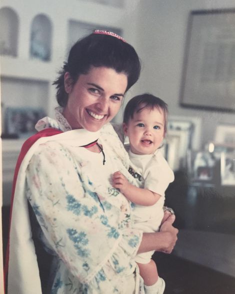 Christina Schwarzenegger with her mother during her childhood