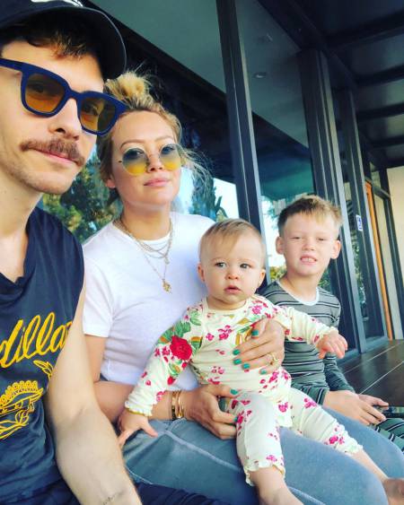 Hilary Duff with fiance, Mathew Koma and children