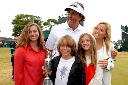 Phil Mickelson with his children and a wife