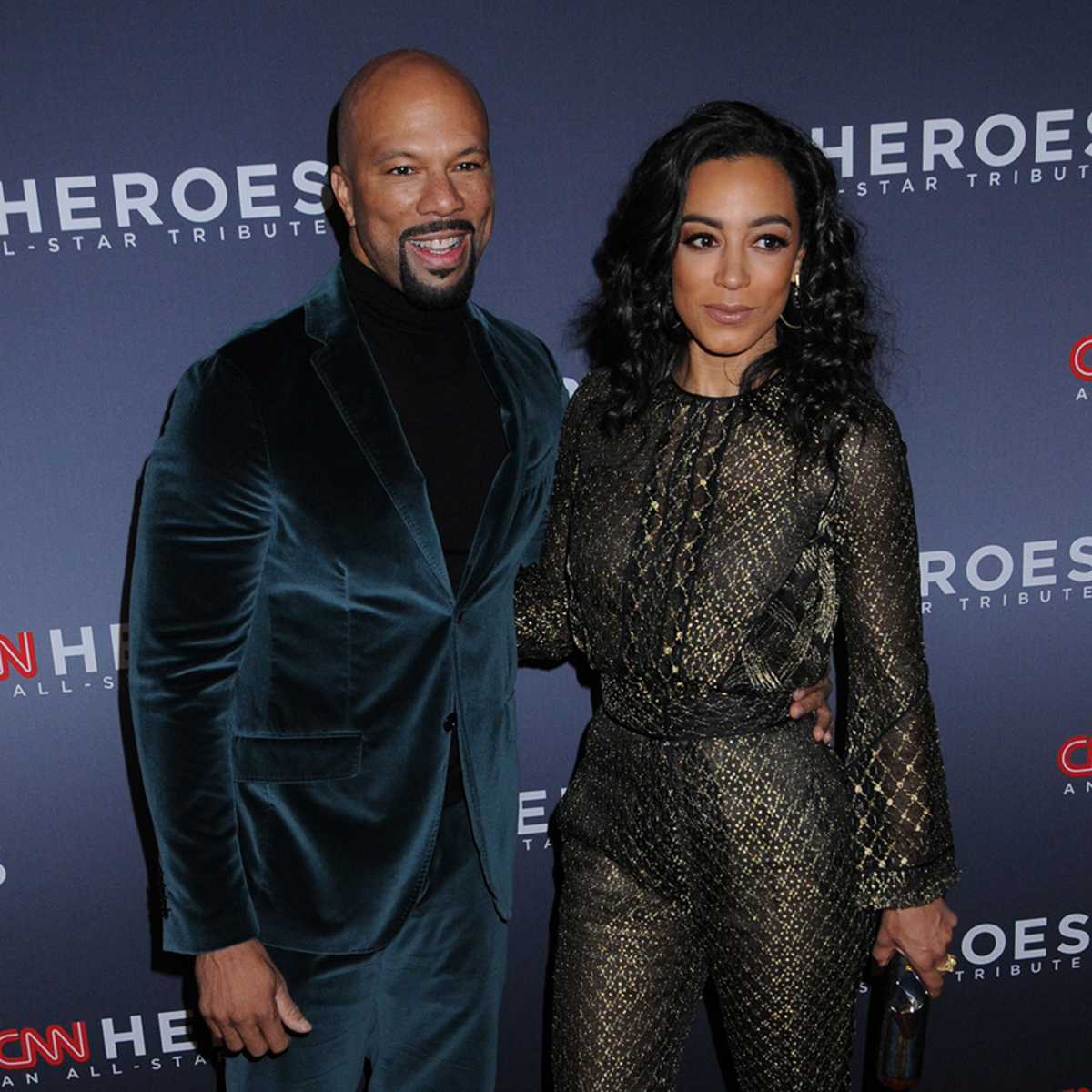 Angela and Common while attending an event
