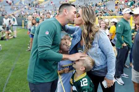 The Packers, Matt LaFleur with his wife and two sons