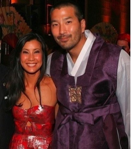 Lisa Ling was looking gorgeous on her strapless red wedding gown (dress).
