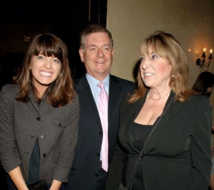 Claudia Winkleman (left) with her mother Eve Pollard (right) and step-father Nicholas Lloyd.