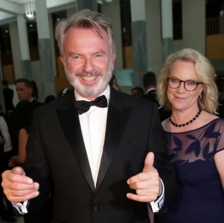Sam Neil with his ex-girlfriend Laura Tingle.