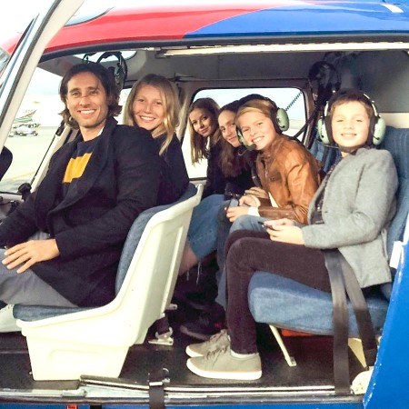 Brad Falchuk and Gwyneth Paltrow with all of their children
