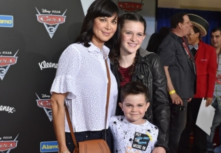 Catherine Bell with her children at Cars premiere