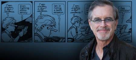 Photo of Garry Trudeau and his comic strip