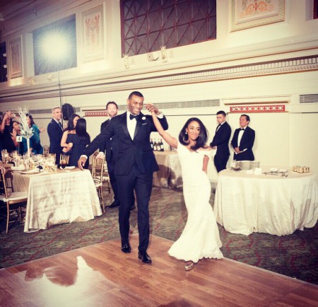 Christie Ileto and Brandon Patterson going for their dance at the reception of their wedding