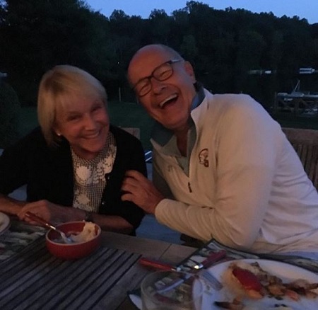 Andrea with her husband, Harry Smith enjoying their dinner