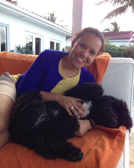 CNBC host, Bertha Coombs with her dog, Rocco