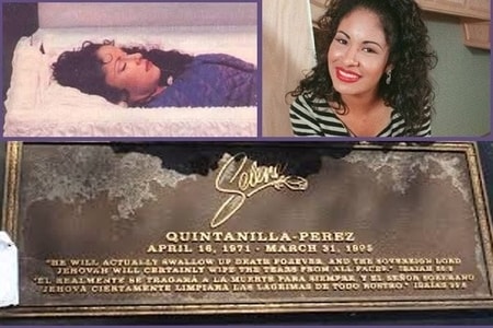 Selena Quintanilla in a casket upon her death in 1995