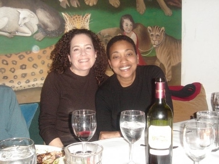 Lisa Hintelmann with her wife Robyn Crawford enjoying lunch