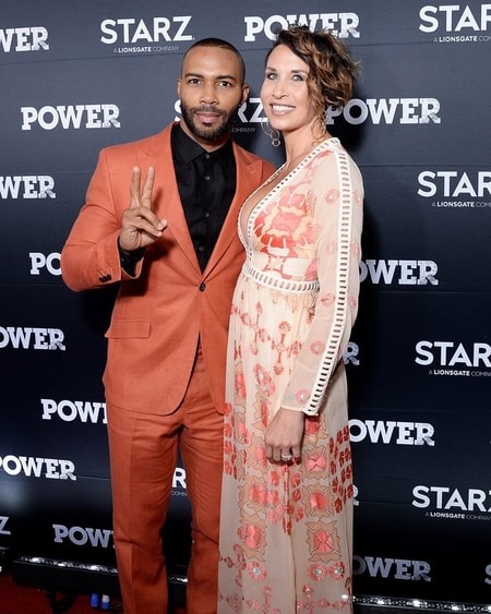 Omari Hardwick with his wife Jennifer Pfautch at the premiere of TV Show Power