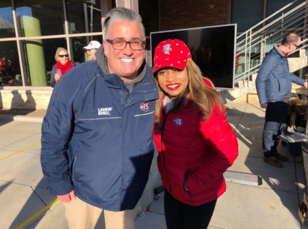 News reporter, Brittney Ermon and sports director, Mike Jocko Jacques at the Badger Bash on 24th November 2019. 