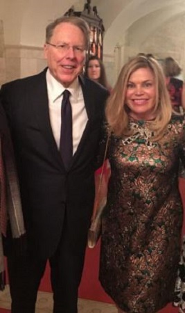 NRA chief executive LaPierre and his wife Susan (pictured) are more likely to be seen at glitzy events
