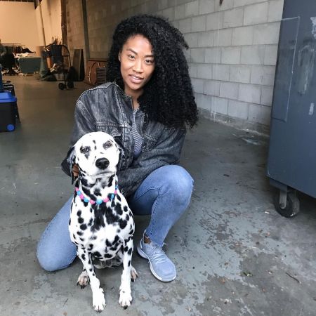 Jennie Pegouskie with her Dalmatian pet dog