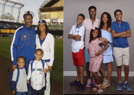 Atoya Burleson and Nate Burleson with their children