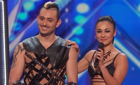 Anna Silva and Alfredo Silva at the AGT's stage after the performance