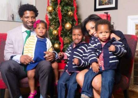 husband, Oche Ojeh and wife, Sheinelle Jones along with children