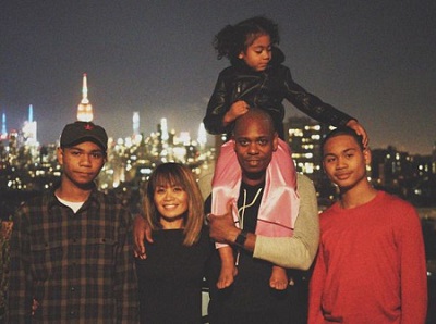 Sulayman Chappelle (left) along with his brother Ibrahim Chappelle, father Dave Chappelle, mother Elaine Chappelle, and sister Sanaa Chappelle.