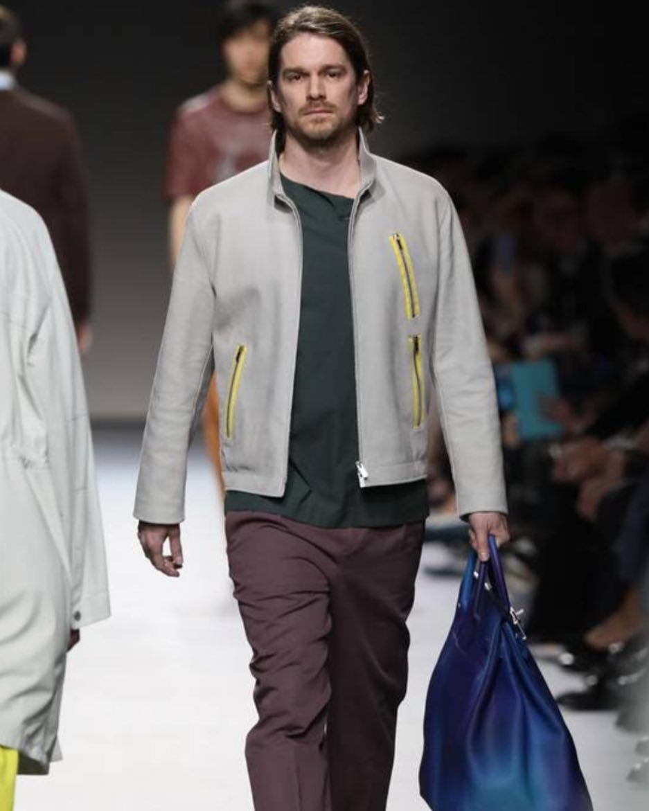 Jesse Wood walking down for Hermes Men Brand. know more about Jesse career, net worth, earnings, income, insurance, bond, shares, welath, bank balance and many more