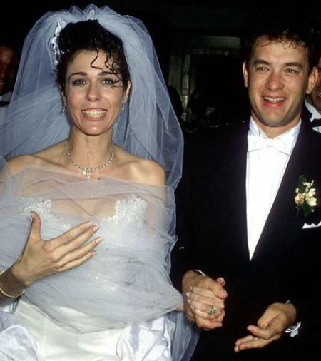 Tom Hanks and Rita Wilson at their wedding. Rita Wilson relationship
