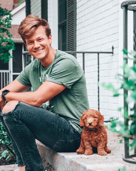Tyler Ward with his dog, Blueberry