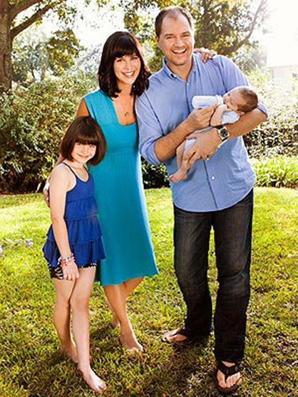Catherine Bell with her former husband Adam and children