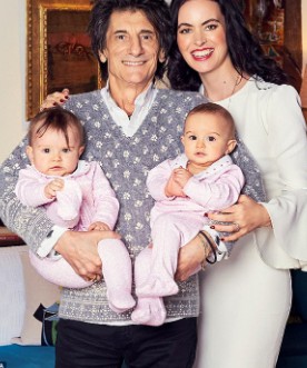 Ronnie Wood with his current wife and twins.