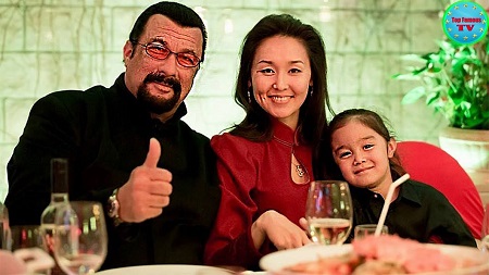 Steven Seagal with his ex-wife Miyako and daughter, Ayako Fujitani