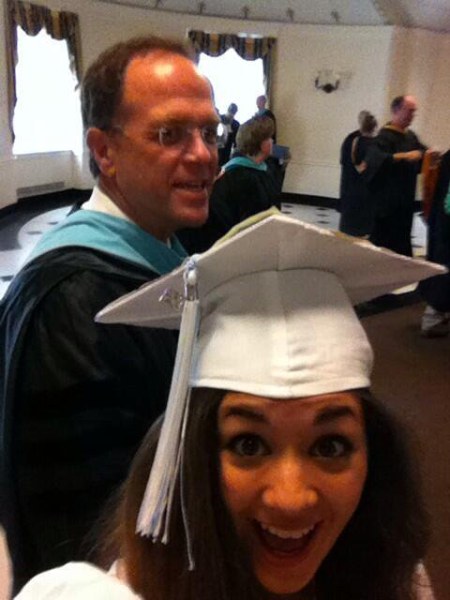 Katie Way with her tutor during the time of graduation
