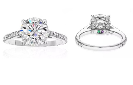 Front and back view of engagement ring
