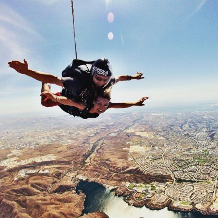 Evy Poumpouras is enjoying the best moment of her life while skydiving in San Diego