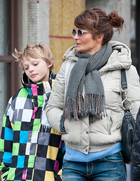 Mingus Lucien Reedus and his model mother, Helena Christensen walking in the West Village