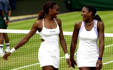 Venus Williams and Serena Williams together in the field
