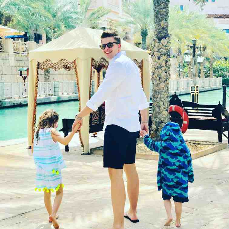Harriet Humphrey's husband spending quality time with their two children in Dubai, UAE on 24th March 2019.