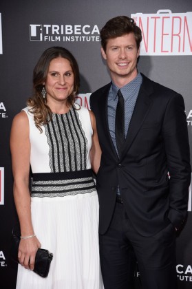 Emma Nesper with her husband, Anders Holm arrived at the premiere of The Intern at Ziegfeld Theater in New York City, New York on 21st September 2015
