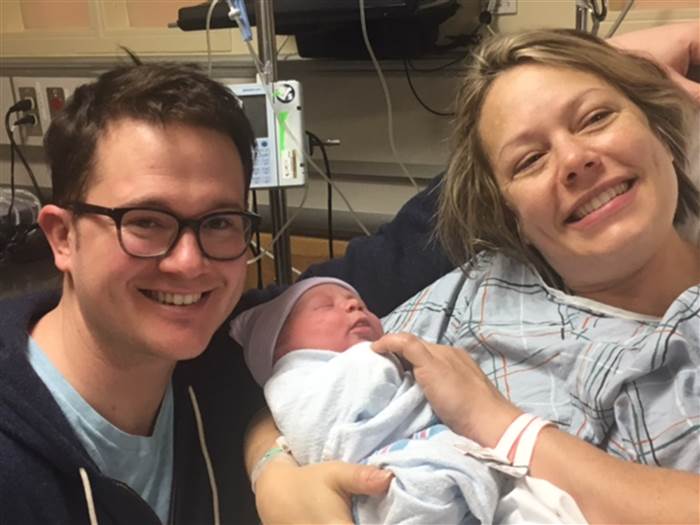 Newly born baby, Calvin Bradley Fachera with his parents