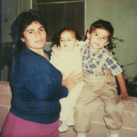 Sona Movsesian's childhood picture with her aunt and a brother Danny