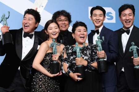 The cast of Parasite (2019) won the outstanding performance in a motion picture of 2020 SAG Awards 