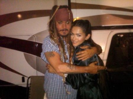 Johnny Depp and Antoinette at the filming of Pirates of the Carribean