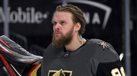 Robin Lehner plays for the Vegas Golden Knights of the National Hockey League.