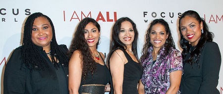 Khalilah Ali (third from right) poses with her half-sisters (left-to-right) Maryum, Rasheda, Jamillah, and Hana Ali.
