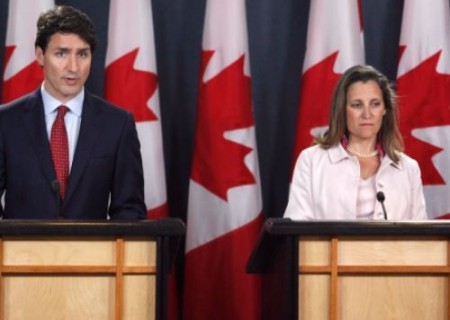 Chrystia Freeland with Justin Trudeau.