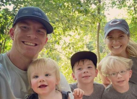 Jordan and Andy Dalton with their three kids.