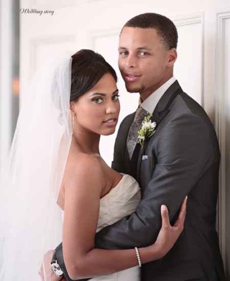 Stephan Curry and his wife Ayesha on their wedding